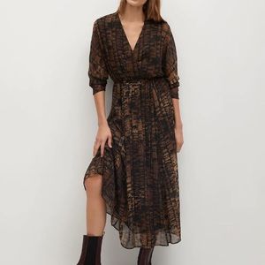 Mango Printed Pleated Dress